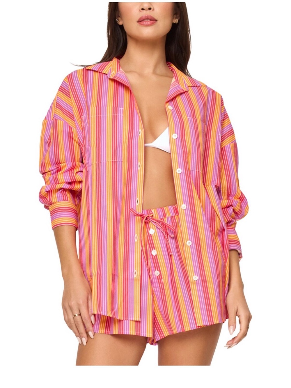 L*Space Striped Pink & Orange Women's Top.Medium